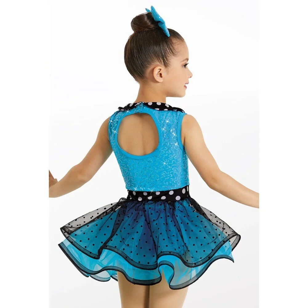 Pre-Owned Dance Costume Weissman 11804 Small Child Blue Dress Jazz Sequin